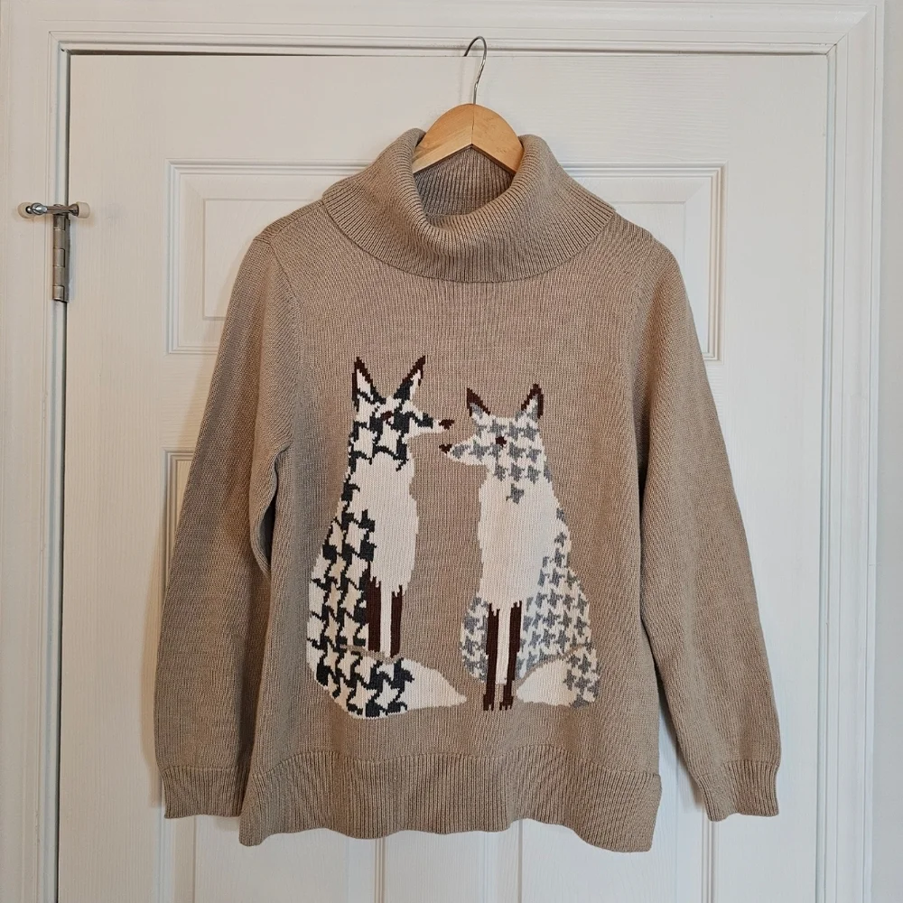 Vintage Norm Thompson Fox Sweater Size Medium - Picture 6 of 6